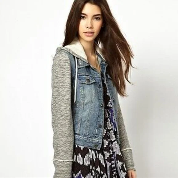 Free People Hooded Denim Jacket XS - Picture 3 of 16